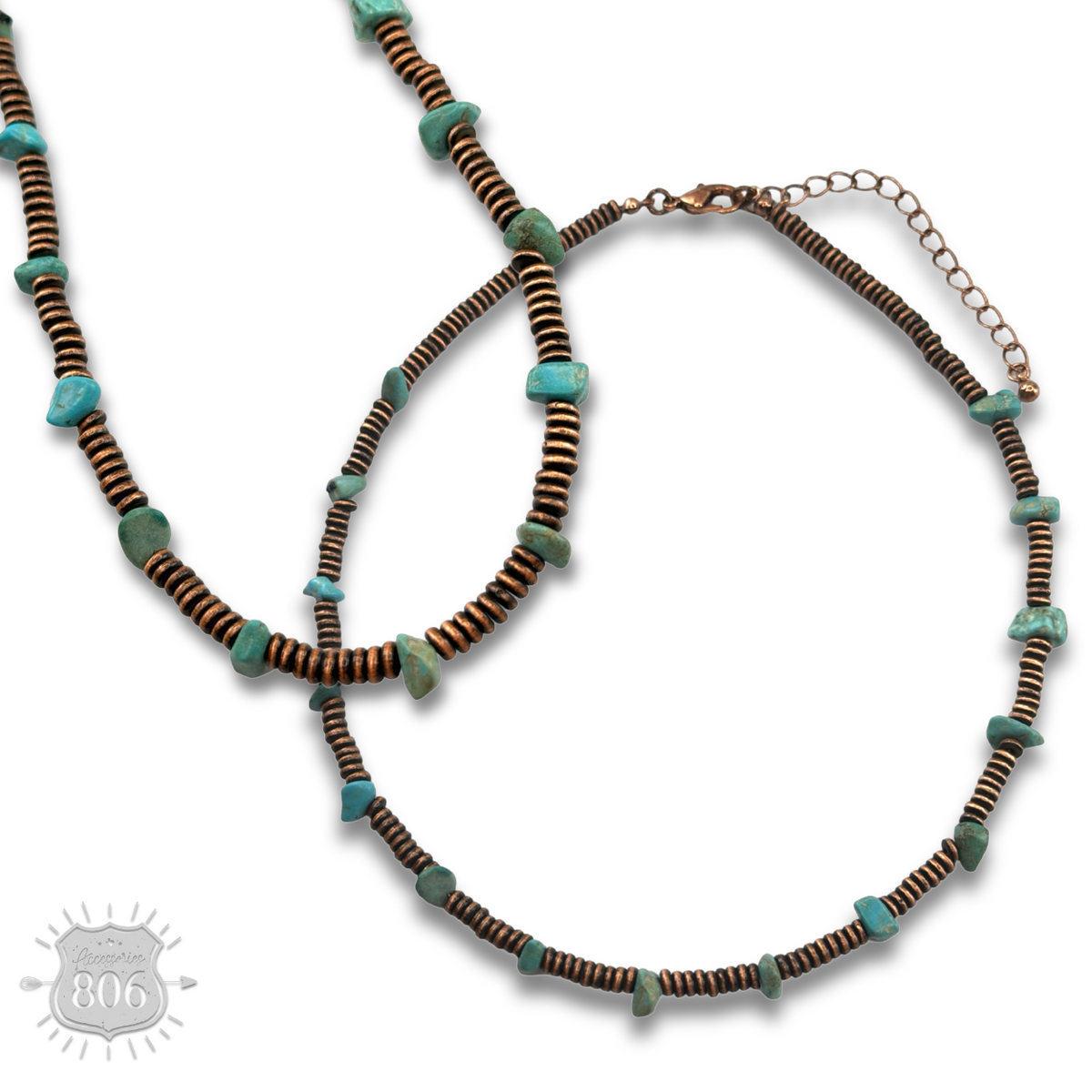 Saucer bead and stone necklace