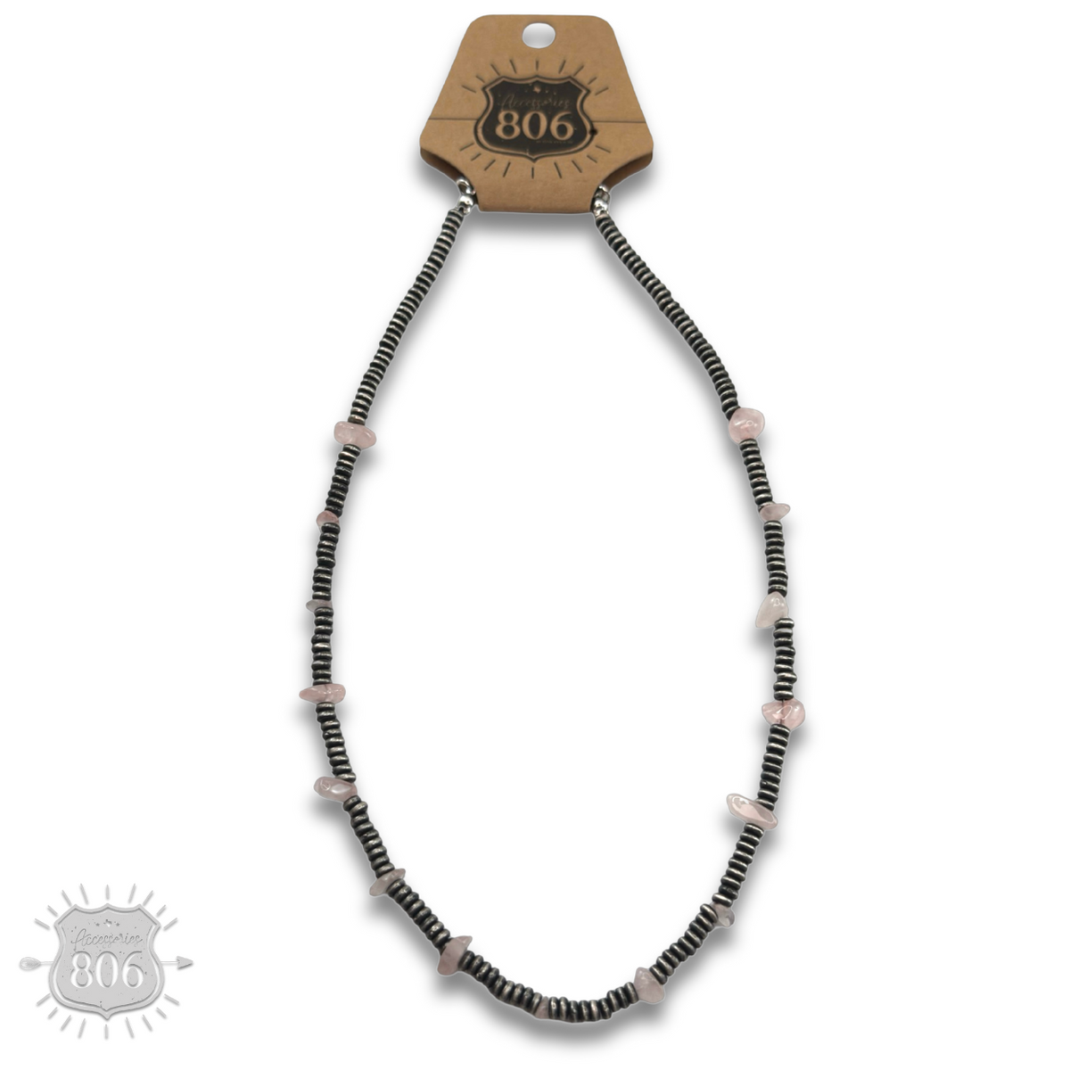 Saucer bead and stone necklace