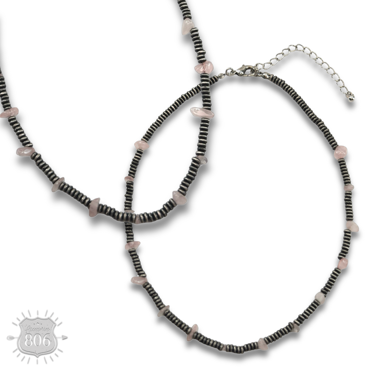 Saucer bead and stone necklace