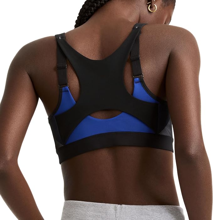 Champion Women's Sports Bra, Motion Control Front-Zip, High-Impact Maximum Support, Breathable, Moisture-Wicking, Surf The Web, 38D