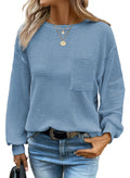 Women's Long Sleeve Waffle Crewneck Top Dusk Blue Size XX-Large