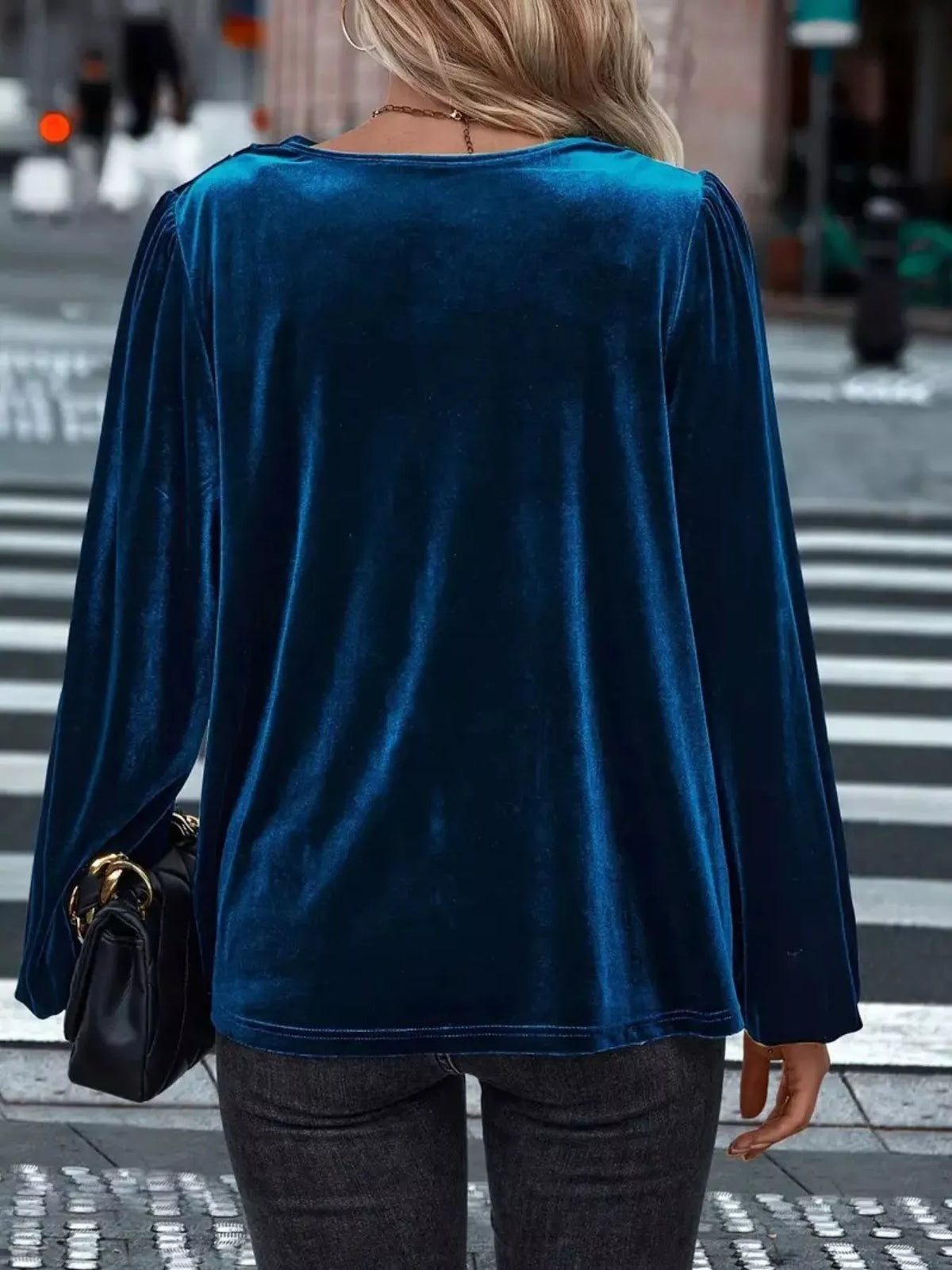 Full Size Velvet Cowl Neck Blouse Plus Size