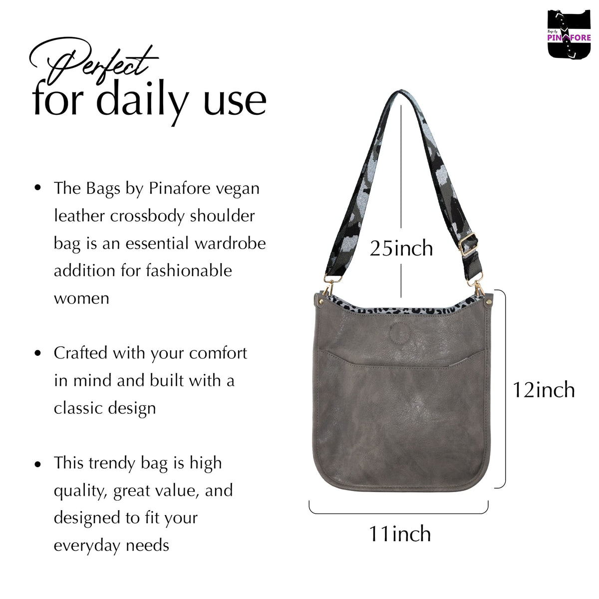 Buy 1, Get 1 FREE Vegan Leather Crossbody Bag w/ Interchangeable Strap — 7 Colors — Buy 1, Get 1 FREE