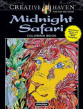 Creative Haven Midnight Safari Coloring Book: Wild Animal Designs on a Dramatic Black Background (Adult Coloring Books: Animals)