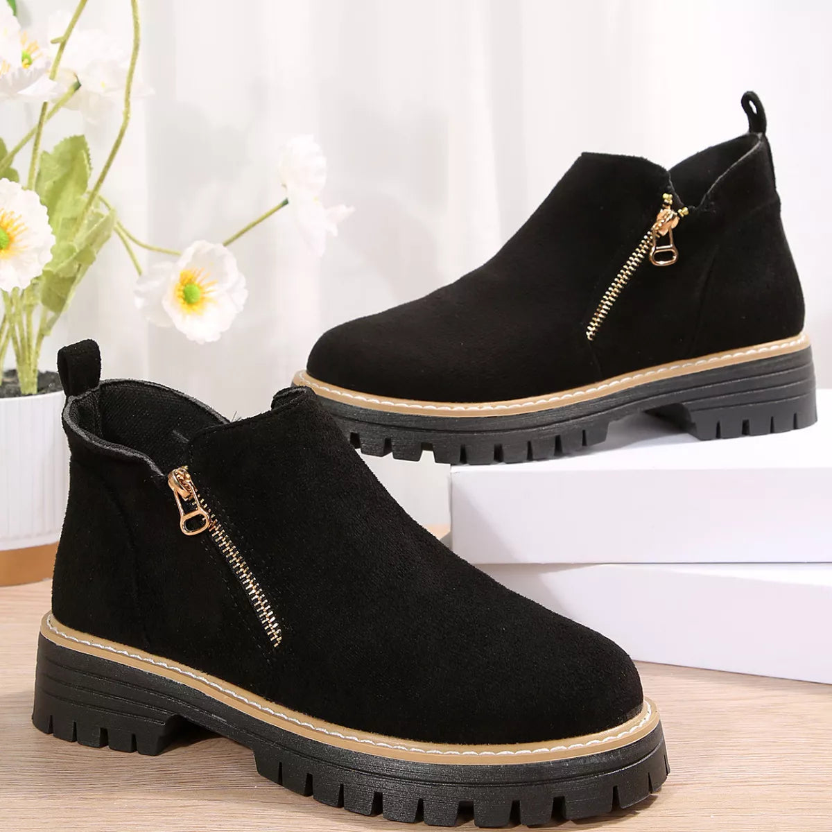Side Zip Ankle Boots