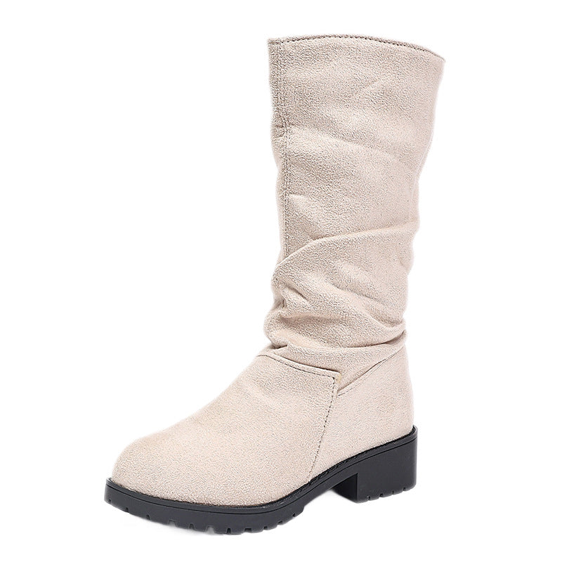 Korean-style Velvet-lined High-top Kids' Fashion Boots