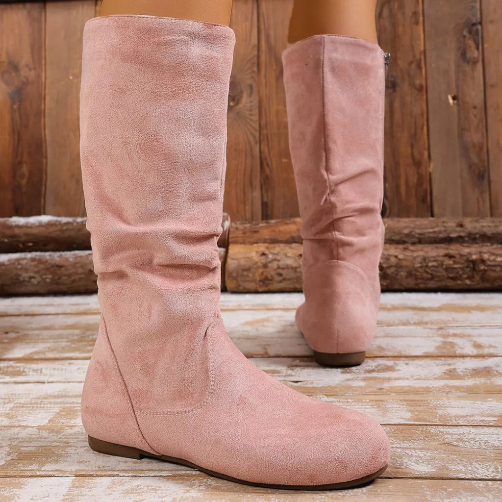 Round Toe Side Zip Boots
