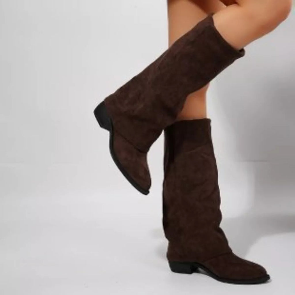 Point Toe Block Heels Boots