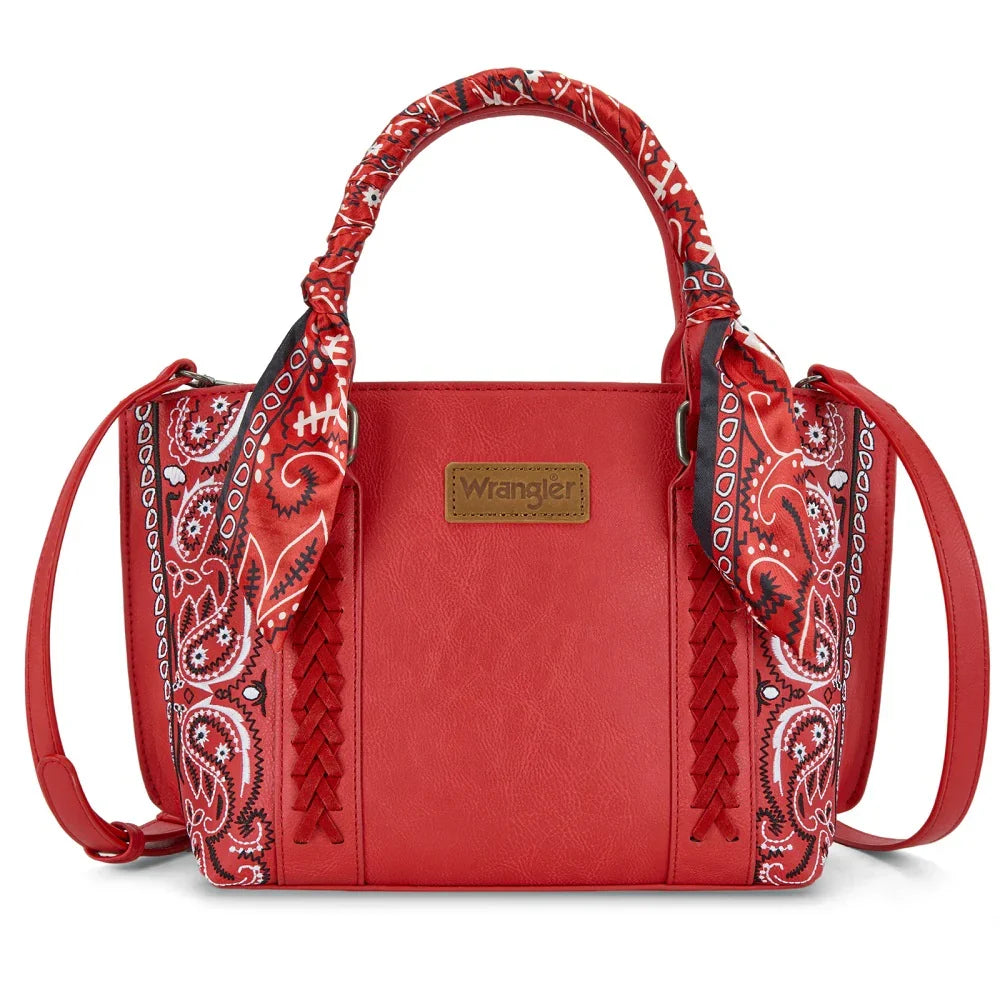 Wrangler Braided Paisley Bandana Tote Bag-Wide