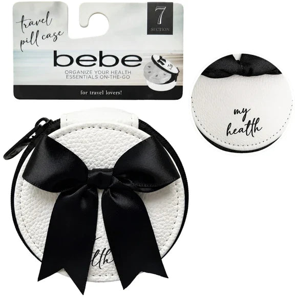 Bebe Weekly Travel Pill Organizer with Satin Bow | 7 Sections