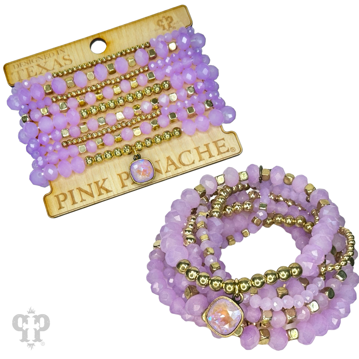 Beaded bracelet stack set with a crystal from Swarovski®- LC