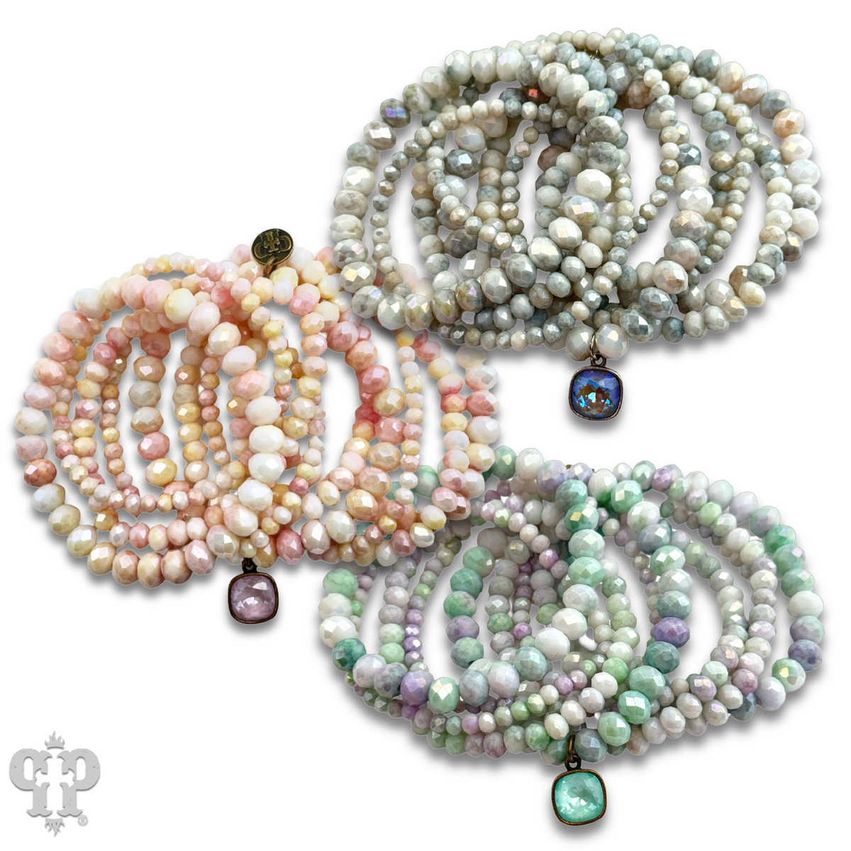 Ombre faceted bead bracelet with a crystal from Swarovski®