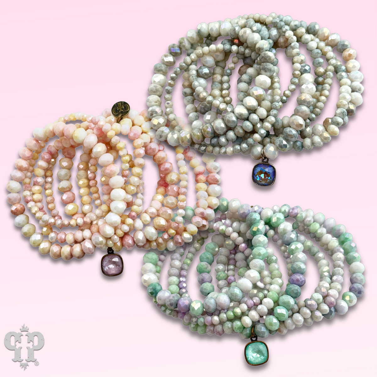 Ombre faceted bead bracelet with a crystal from Swarovski®