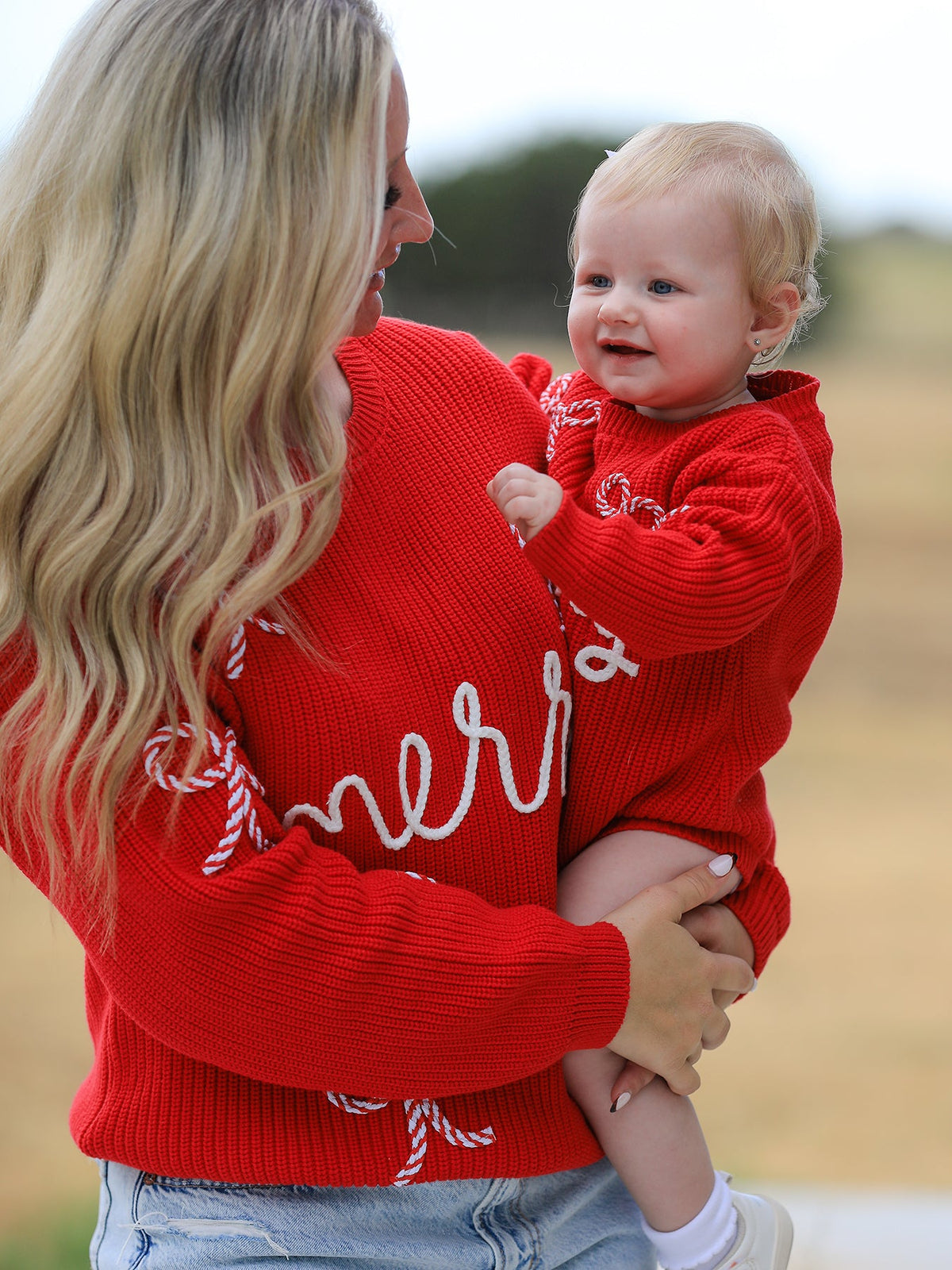 Christmas Candy Cane Merry Knit Baby Romper