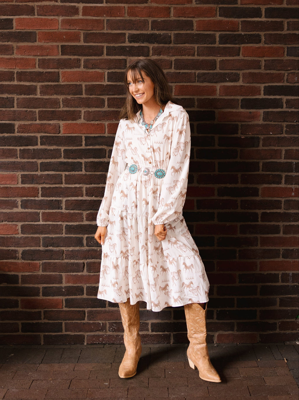 Horse Print Shirt Dress