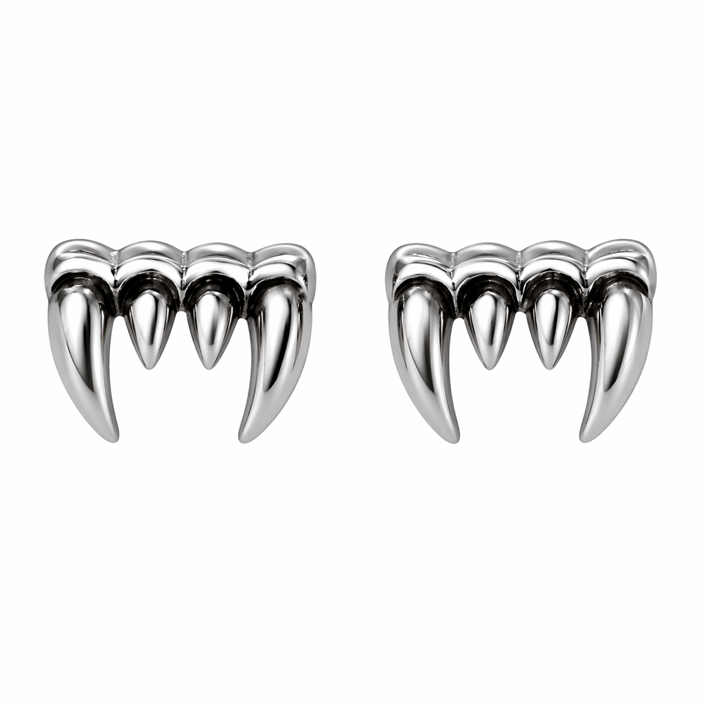 Fang Tooth Bite Viper Vampire Teeth Stud Earrings – Stainless Steel