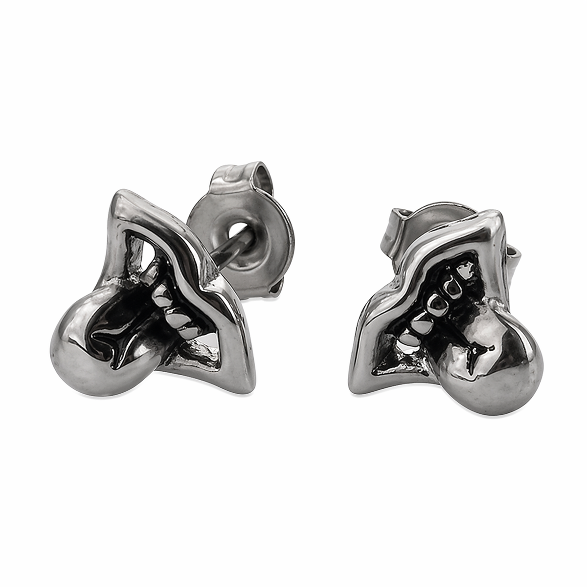 Open Mouth Tongue Out Laughing Fun Silly Stud Emoji Earrings – Stainless Steel