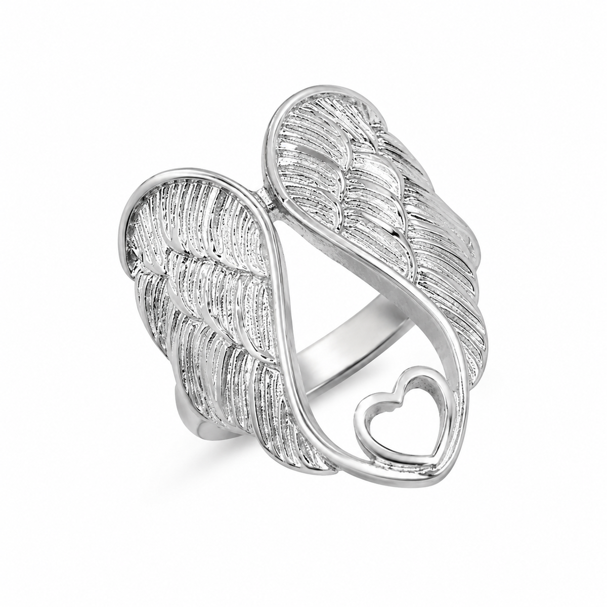 Angel Wings Heart Biker Heavenly Love Ring – Stainless Steel