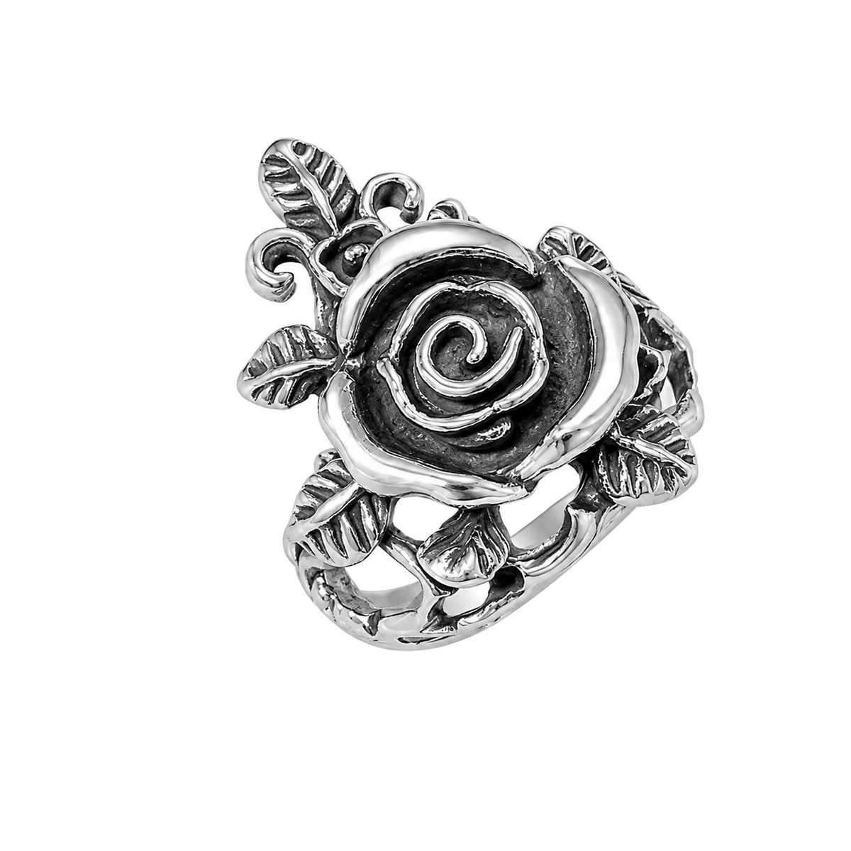 Flower Rose Leaf Nature Love Promise Ring – Stainless Steel
