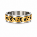 18k Gold PVD Stainless Steel Celestial Moon Star Spinner Fidget Ring