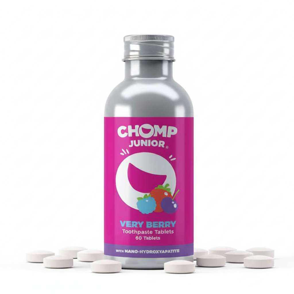 CHOMP JR Very Berry NHAP Toothpaste Tablets
