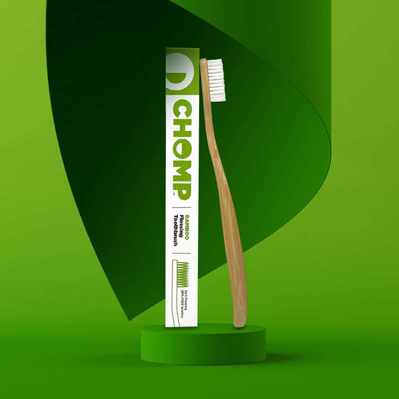 CHOMP Bamboo Flossing Toothbrush 4-PACK