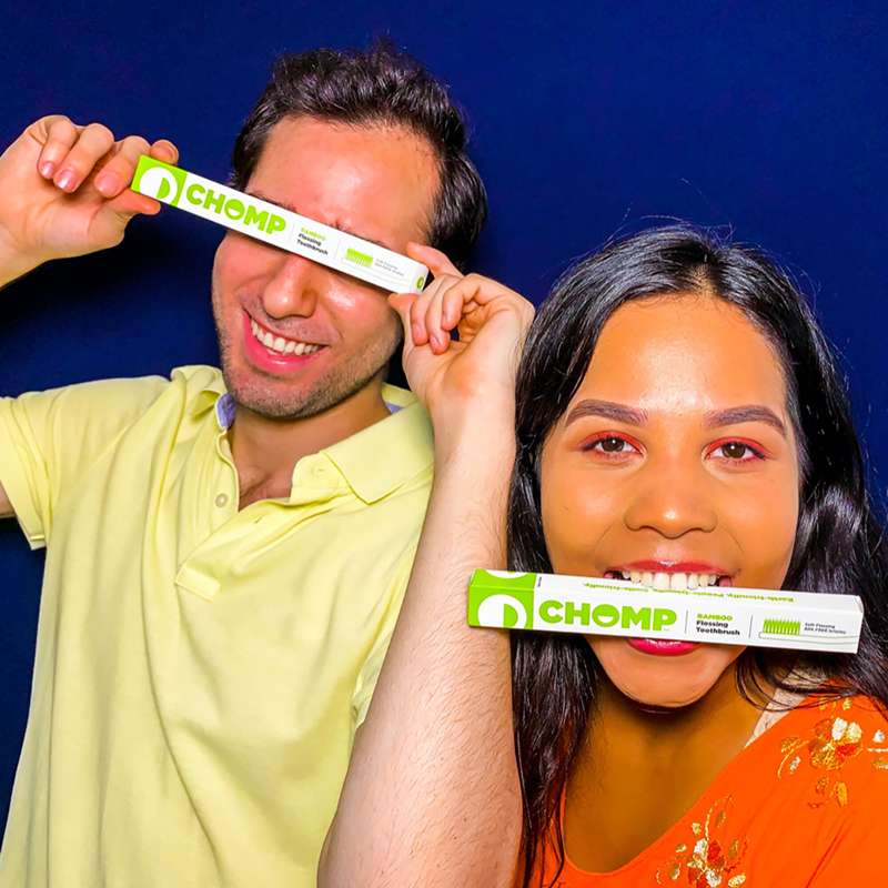 CHOMP Bamboo Flossing Toothbrush 1-Pack