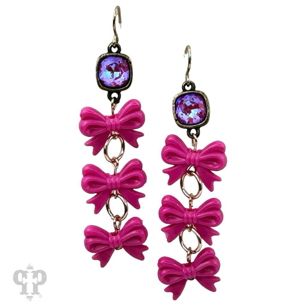 Acrylic triple bow earring with crystals from Swarovski®- LC