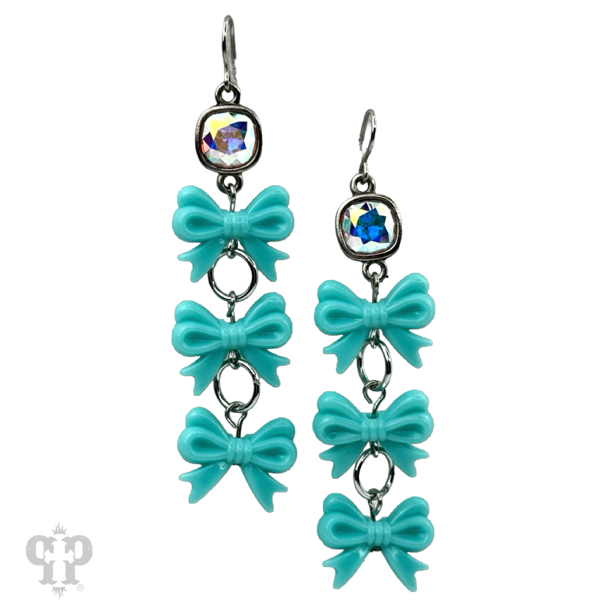 Acrylic triple bow earring with crystals from Swarovski®- LC