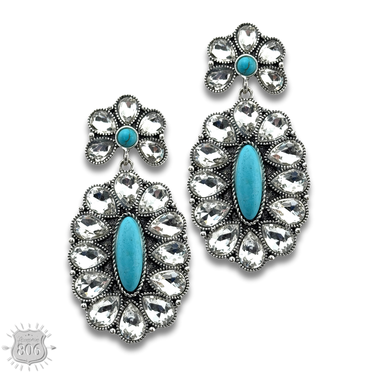 Western rhinestone concho earring