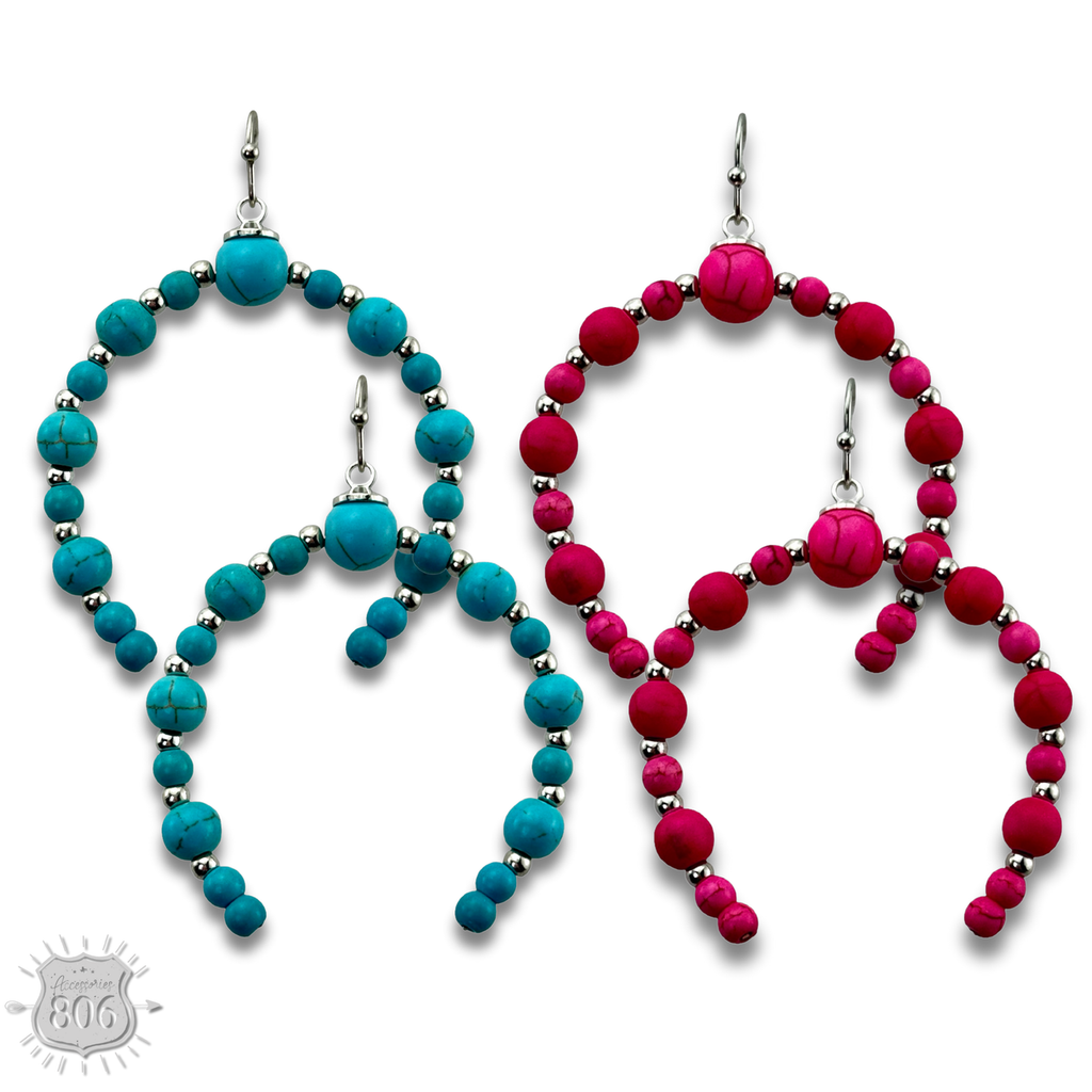 Stone bead arch earring