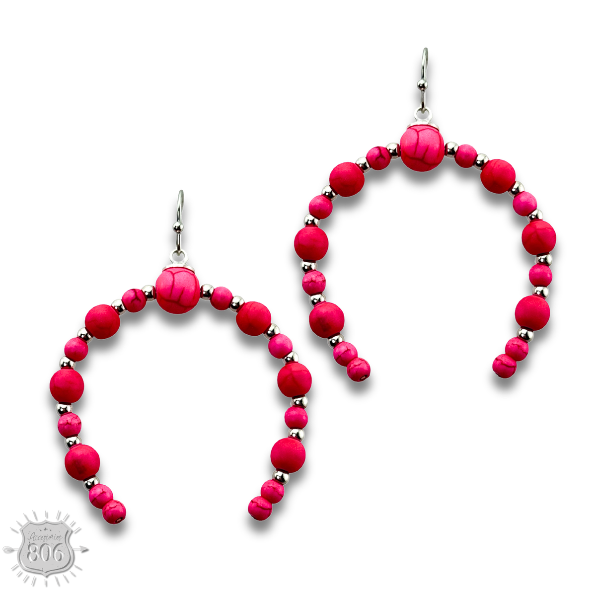 Stone bead arch earring