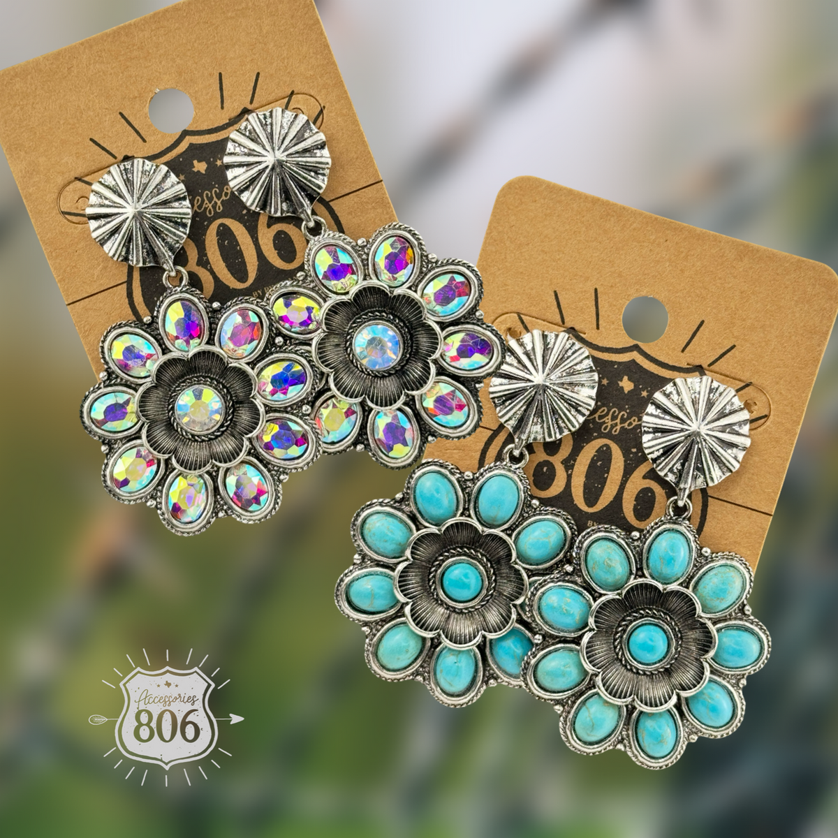 Western flower shape earring on post