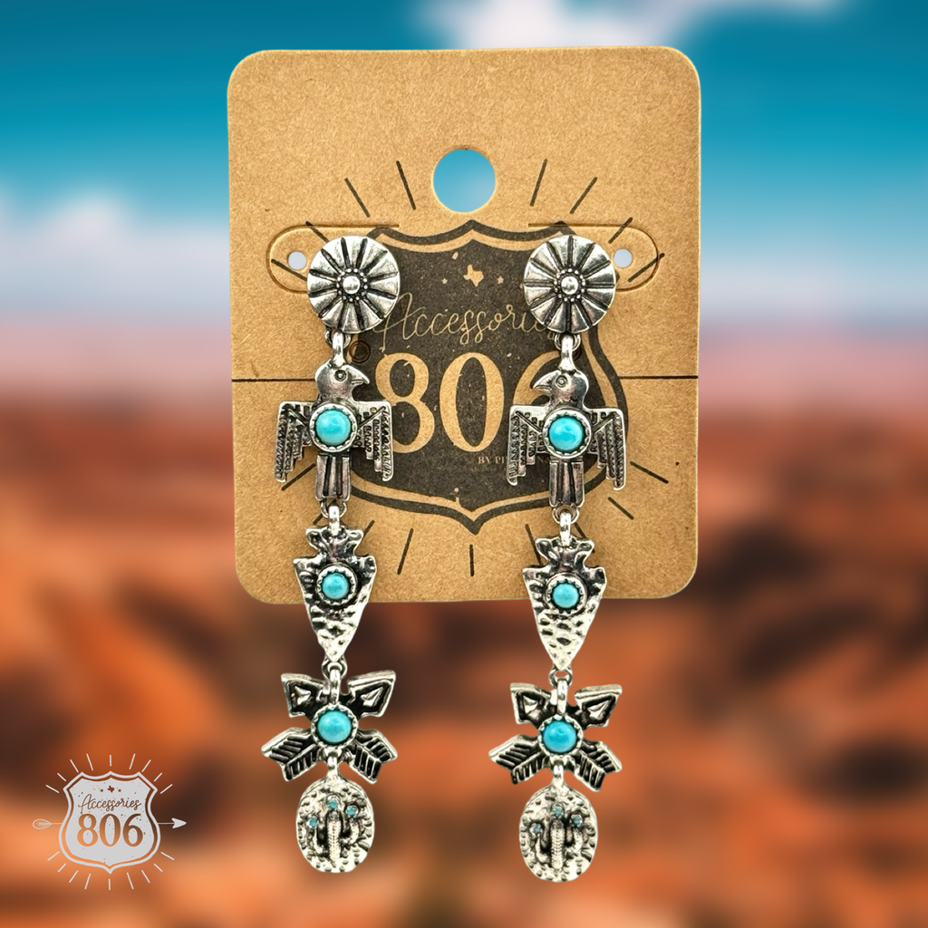 Silver southwest style earring