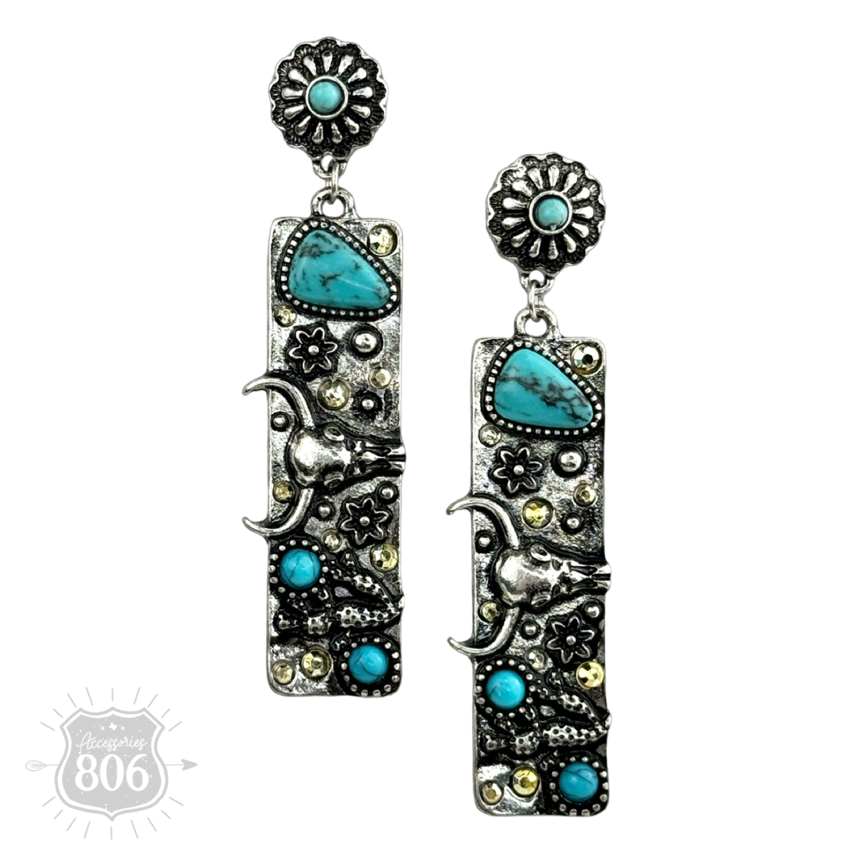 Western rectangle drop earring