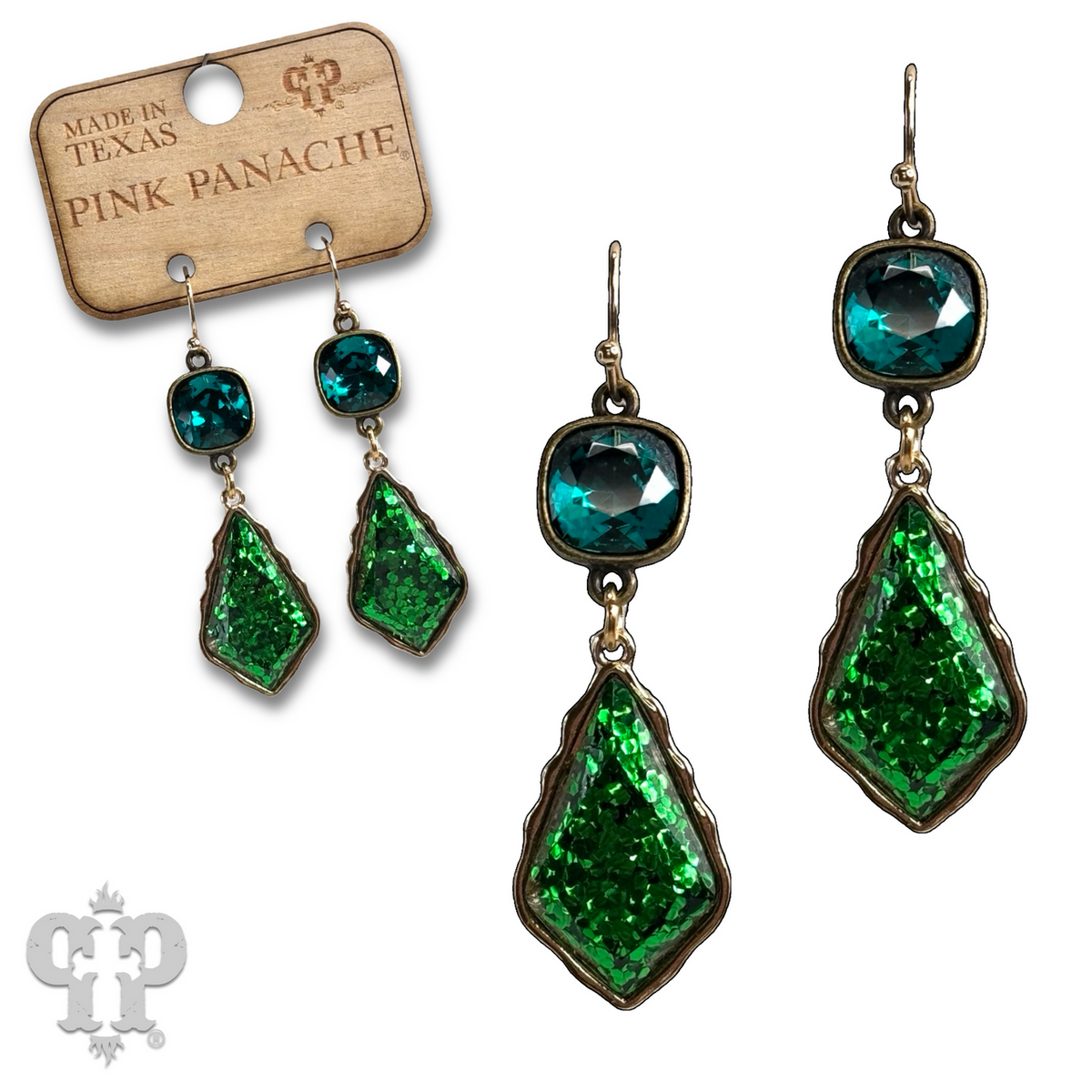 Glitter diamond teardrop earring with crystals from Swarovski®  - LC