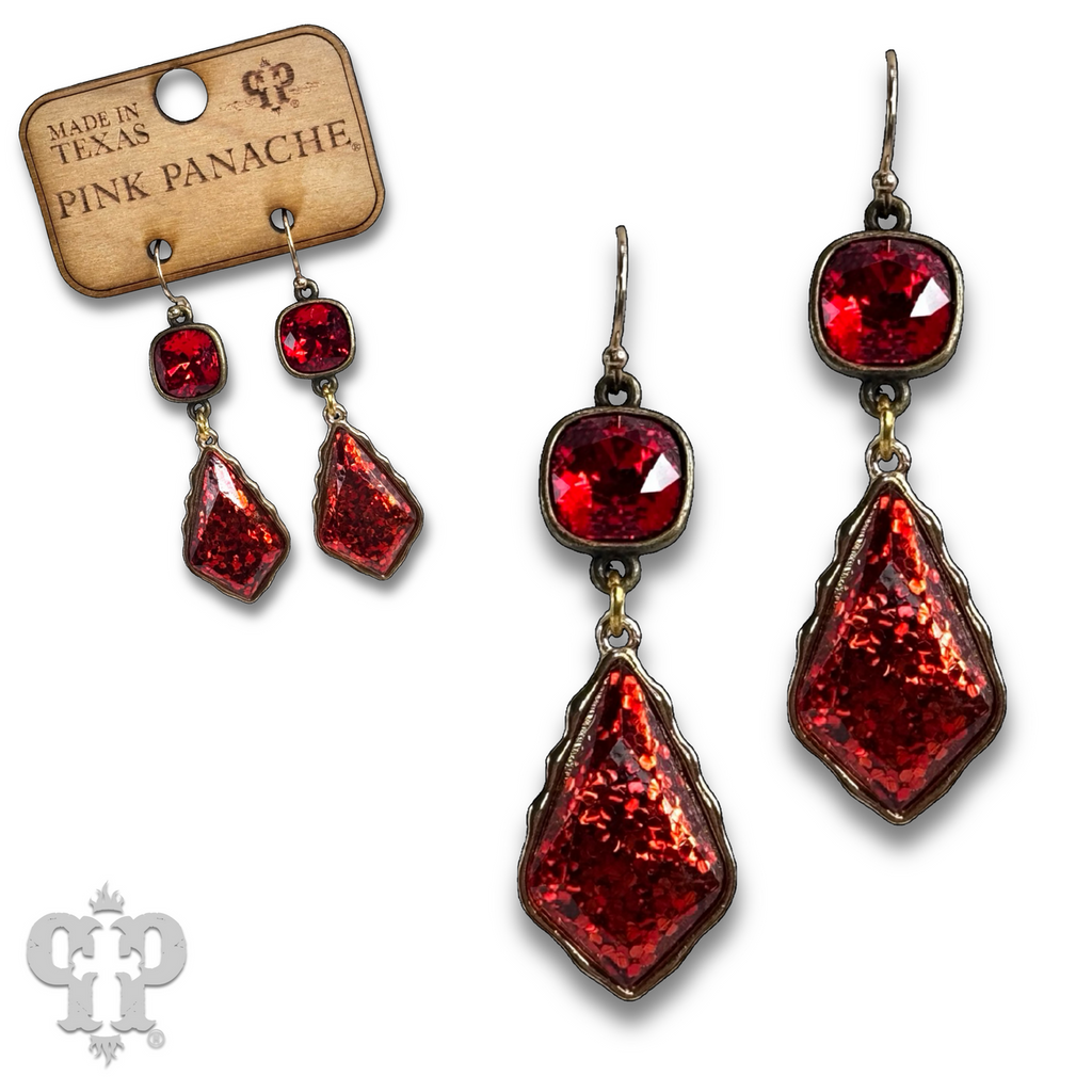 Glitter diamond teardrop earring with crystals from Swarovski®  - LC