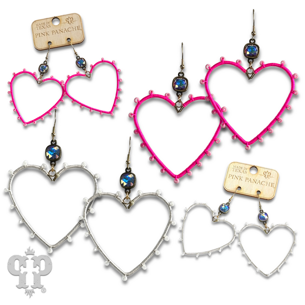 Bead wrapped heart earring with crystals from Swarovski®- LC