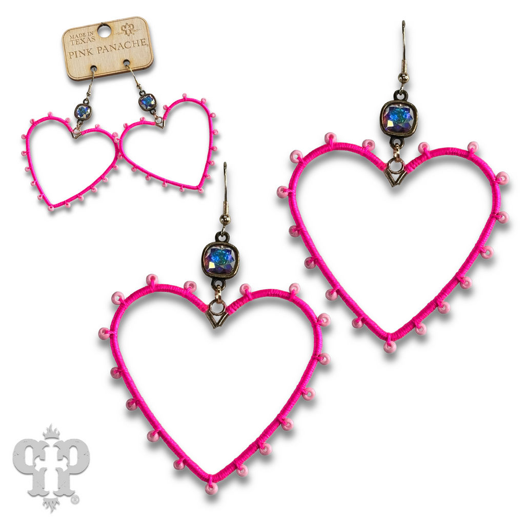 Bead wrapped heart earring with crystals from Swarovski®- LC
