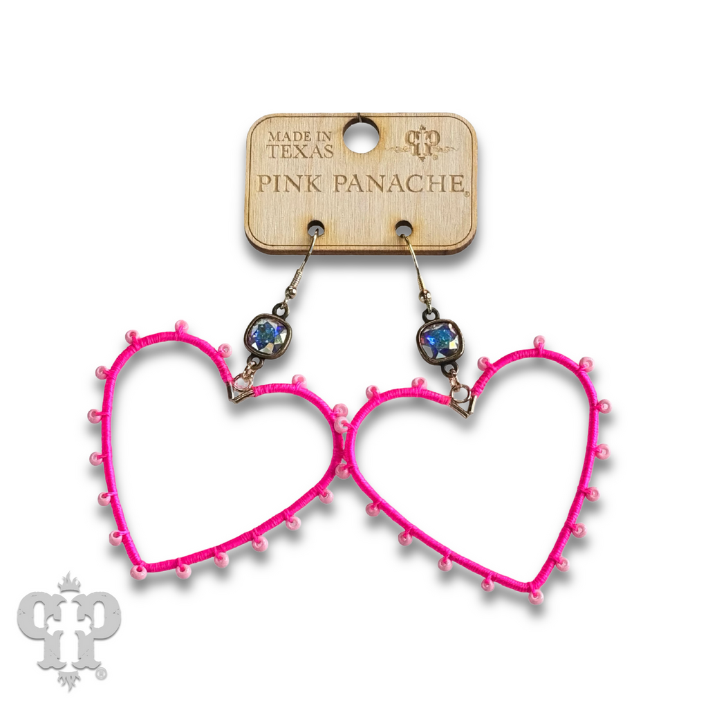 Bead wrapped heart earring with crystals from Swarovski®- LC