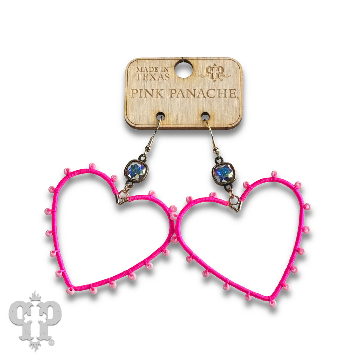 Bead wrapped heart earring with crystals from Swarovski®- LC