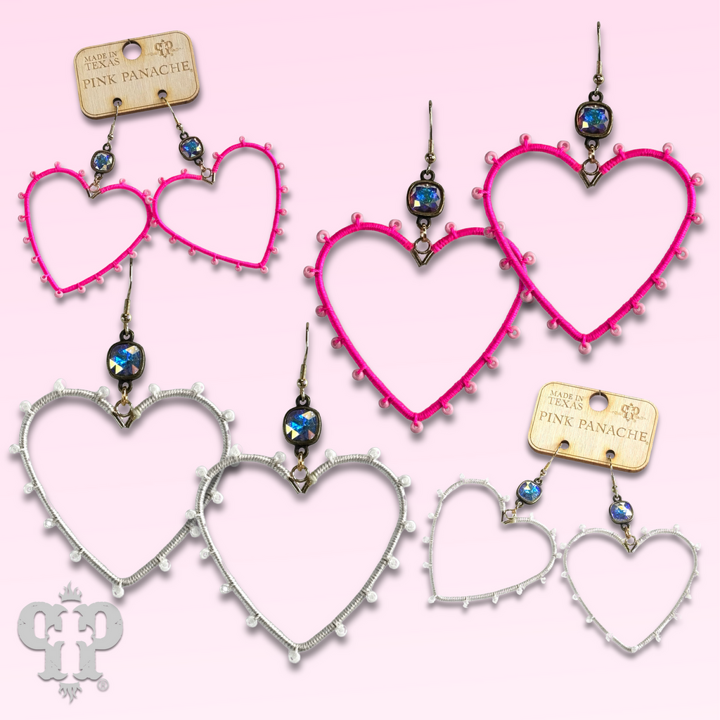 Bead wrapped heart earring with crystals from Swarovski®- LC
