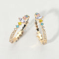 Marquise Stone Accent Round Crystal Around Huggie Hoop Earrings