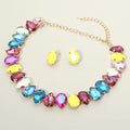 Teardrop Stone Cluster Link Evening Necklace