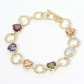 14K Gold Plated CZ Heart Charm Link Toggle Bracelet