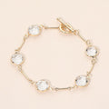Round Stone Link Toggle Bracelet