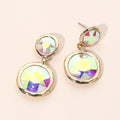Dual Round Stone Drop Earrings