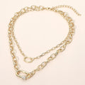 CZ Pave Carabiner Pendant Accent Chunky Layered Chain Necklace