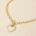 Bead Mother of Pearl Heart Charm Toggle Chain Necklace