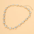 Alternating Round Stone Link Statement Necklace
